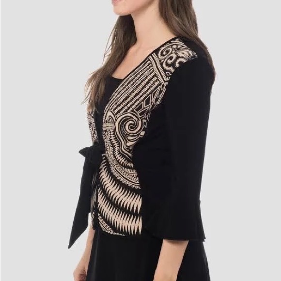 NEW Women's Joseph Ribkoff Black & Beige Cool Print Jacket Cover Up 183558 Sz 14 - Picture 9 of 10